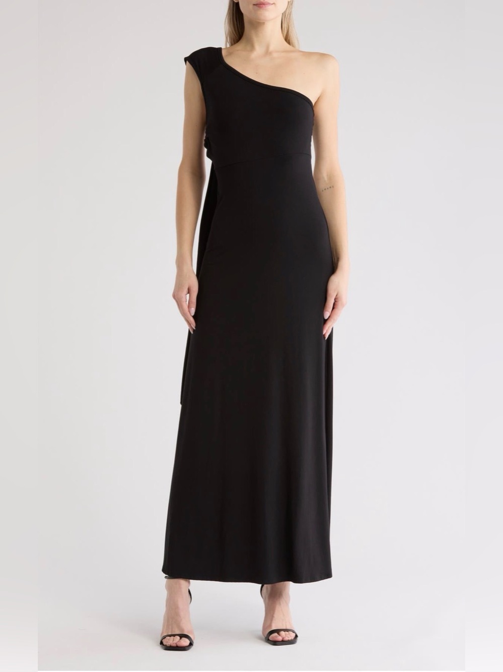 11. Go Couture $168 One-Shoulder Black Maxi Dress
